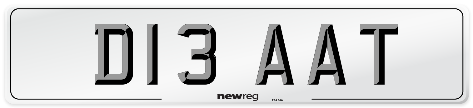 D13 AAT Number Plate from New Reg